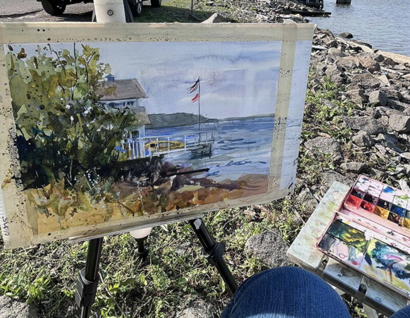 Marilyn Rose painting on location